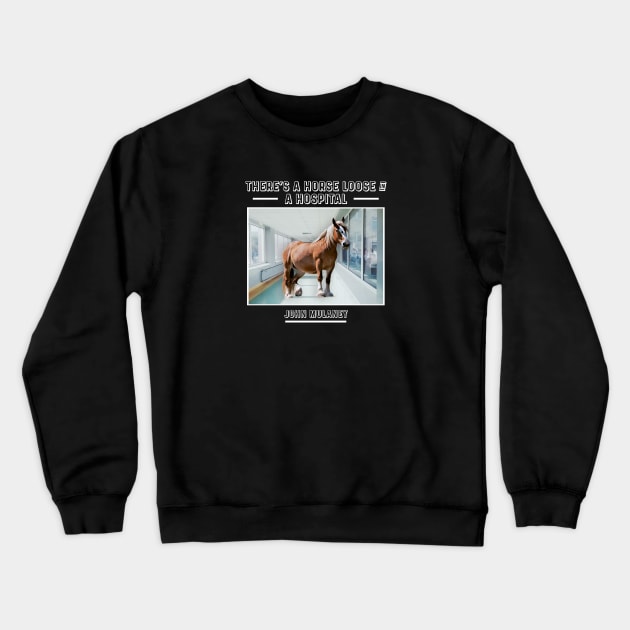 Horse In A Hospital Crewneck Sweatshirt by usernate